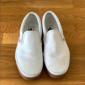 White Van Slip-Ons with Rubber Sole